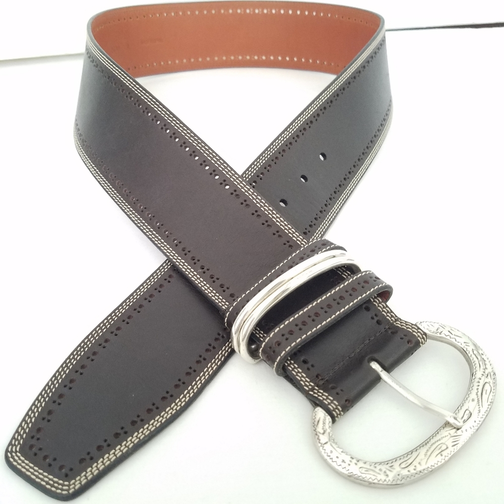 Kathi Kilburn Belt Black Leather Spain Pierced L